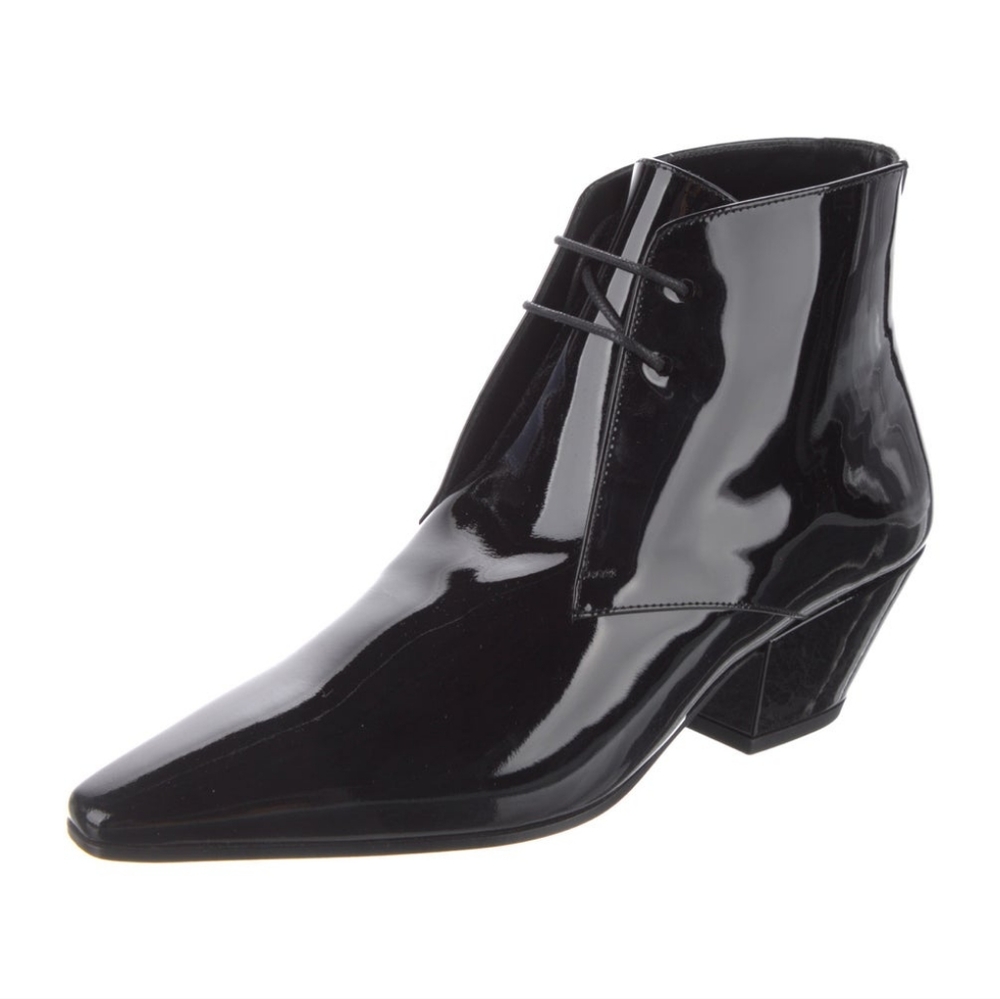 Authentic Saint Laurent patent leather Boots vernis heavy Size 36 shoes New